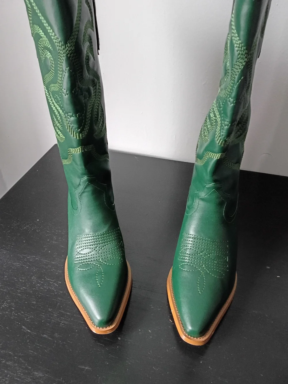 Green Women's Embroidered Western Boots